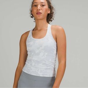 LULULEMON white camo cool racerback tank race length nulu 8